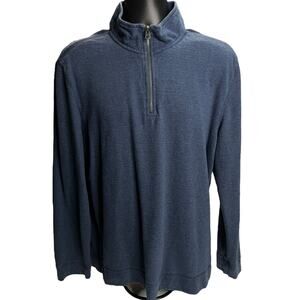 Calvin Klein Jeans Men’s Large 1/4 Zip Pullover Blue Cotton Sweater Long Sleeve